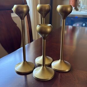 Cost Plus World Market Talia Gold Taper Candle Holders Sold as set of 4  8”/6”